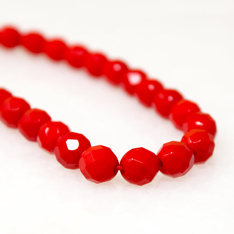 Opaque Faceted Red Glass Bead Choker 