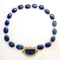 Magnificent Lapis Beads with Gold & Pearl Clasp