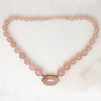 Blushing Rose Quartz Bead & Gold Necklace