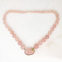 Blushing Rose Quartz Bead & Gold Necklace