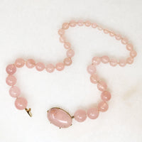Blushing Rose Quartz Bead & Gold Necklace