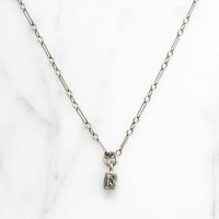 Velvety Square Sapphire Solitaire Necklace