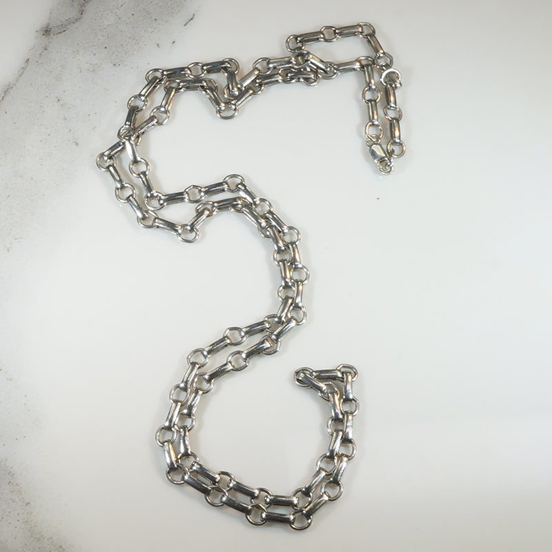 Alternating Silver Link Chain Necklace