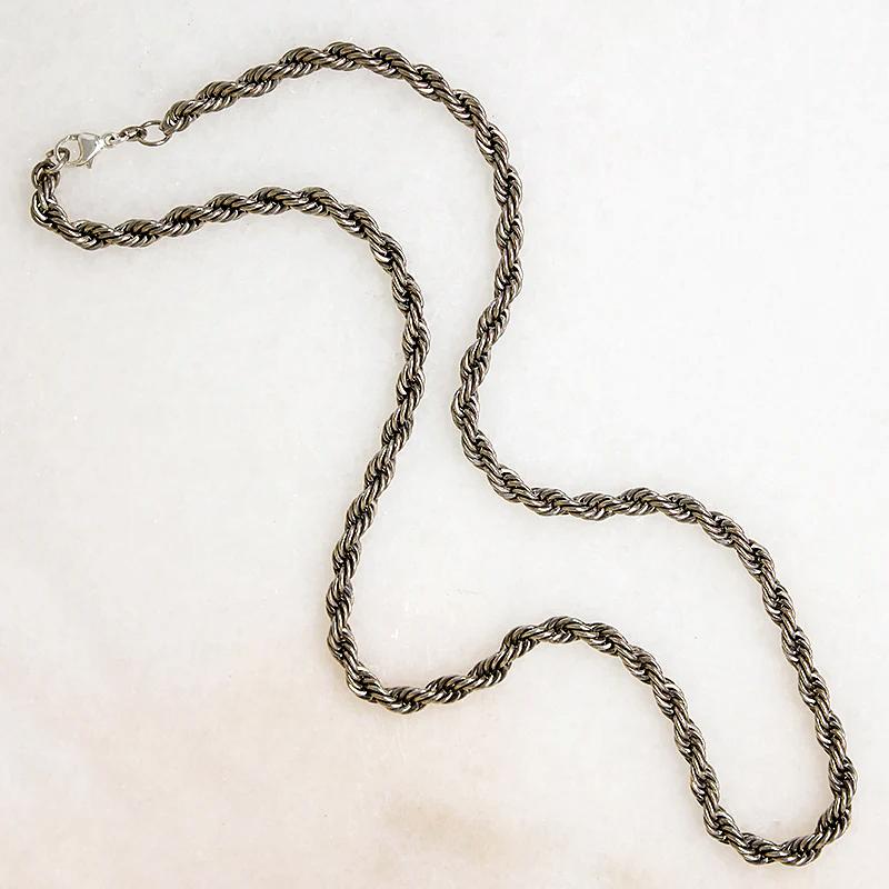 Faceted Silver-Plate Twisted Rope Chain