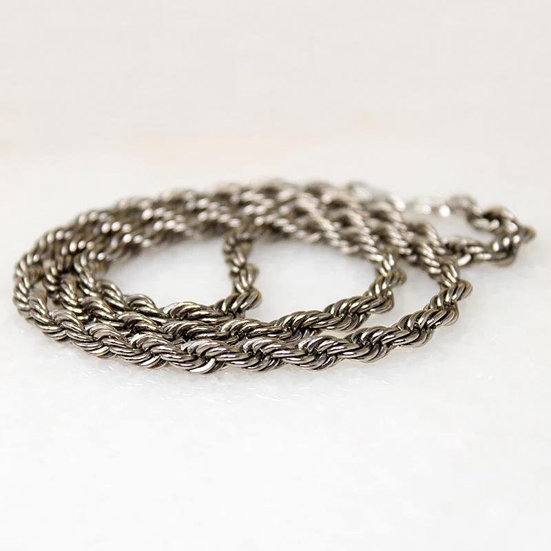 Faceted Silver-Plate Twisted Rope Chain