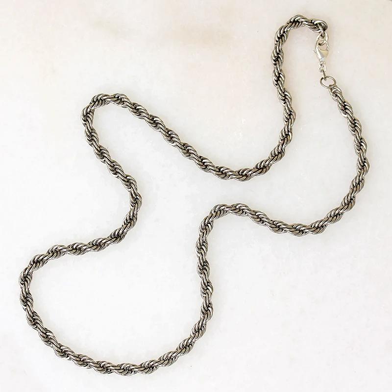 Faceted Silver-Plate Twisted Rope Chain