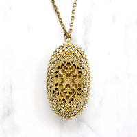 Buttery Yellow Glass & Brass Deco Era Necklace