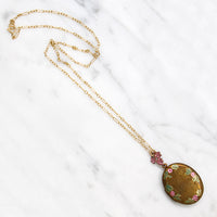 Adorable Brass Locket Enameled with Roses