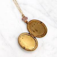 Adorable Brass Locket Enameled with Roses