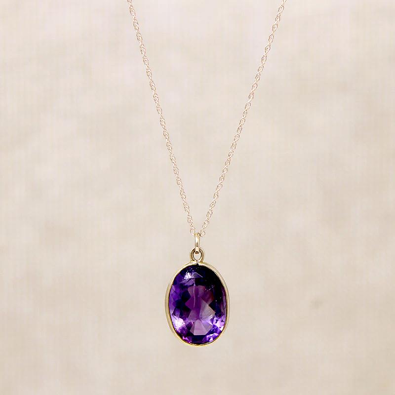 Regal Amethyst in Gold Bezel Pendant
