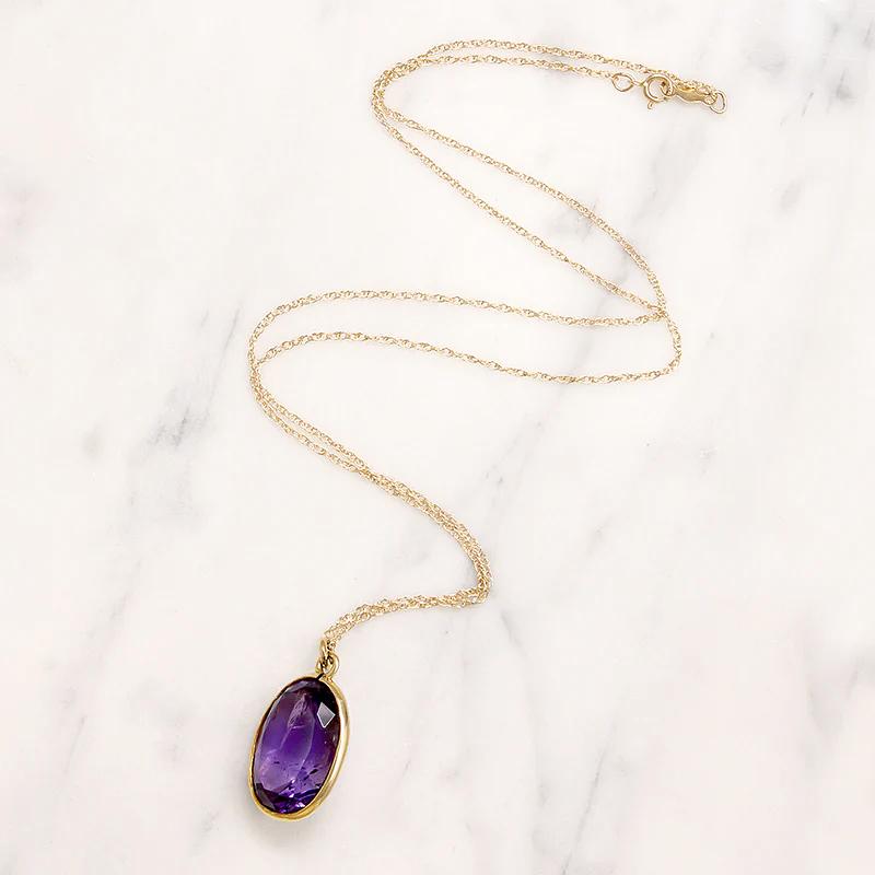 Regal Amethyst in Gold Bezel Pendant