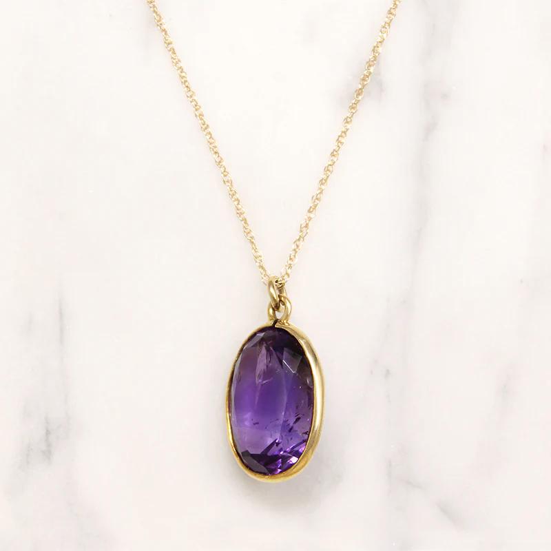 Regal Amethyst in Gold Bezel Pendant