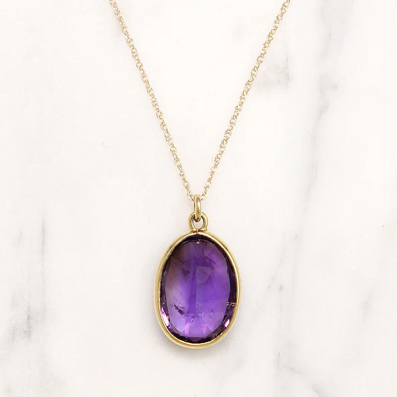 Regal Amethyst in Gold Bezel Pendant