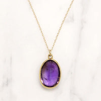 Regal Amethyst in Gold Bezel Pendant