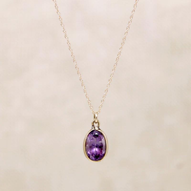 Fresh Violet Amethyst Solitaire Pendant