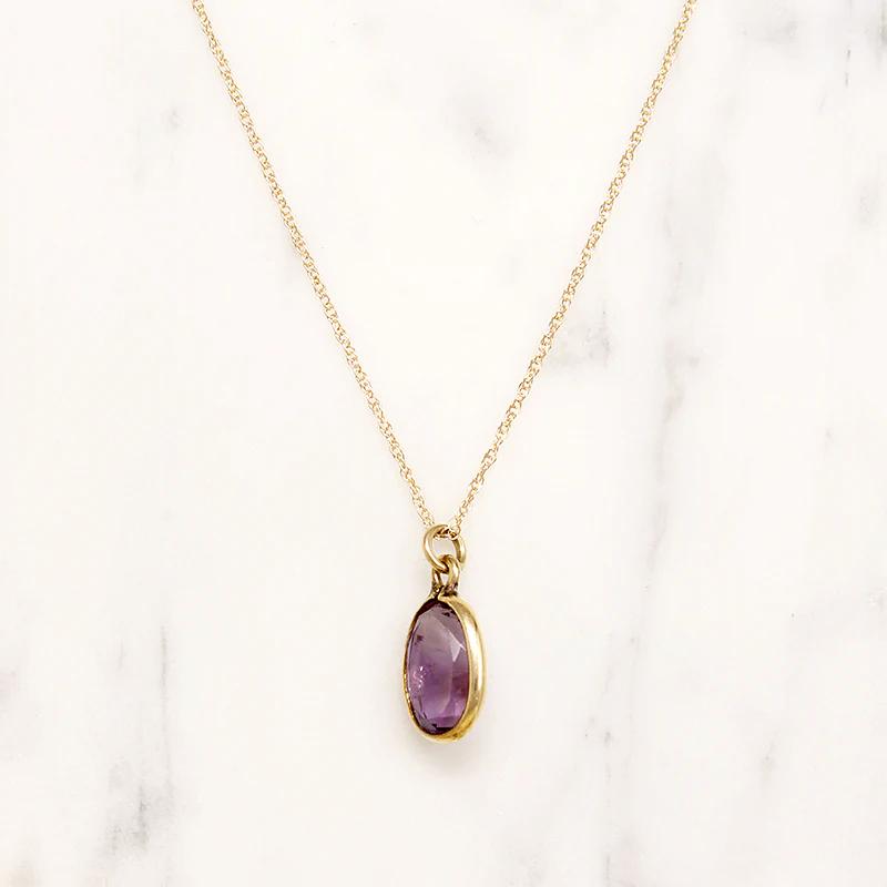 Fresh Violet Amethyst Solitaire Pendant