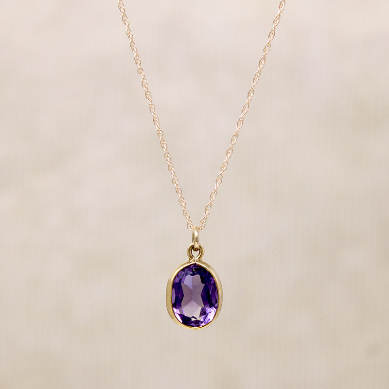 Gorgeous 6ct Amethyst in Gold Bezel Pendant
