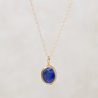 Brilliant Blue Natural Sapphire in Gold Bezel Pendant