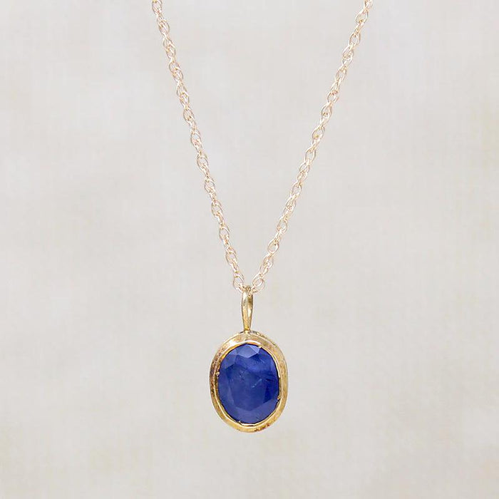 Brilliant Blue Natural Sapphire in Gold Bezel Pendant