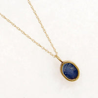 Brilliant Blue Natural Sapphire in Gold Bezel Pendant
