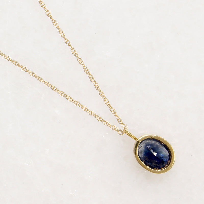 Natural 1.35ct Oval Sapphire in Gold Bezel Pendant