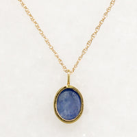 Brilliant Blue 1.50ct Sapphire in Gold Bezel Necklace