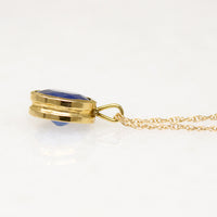 Brilliant Blue 1.50ct Sapphire in Gold Bezel Necklace