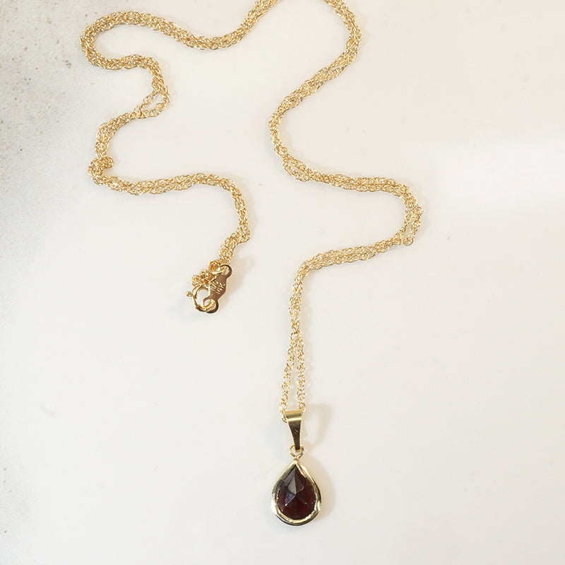 Decadent Antique Rose Cut Garnet in Gold Bezel Pendant
