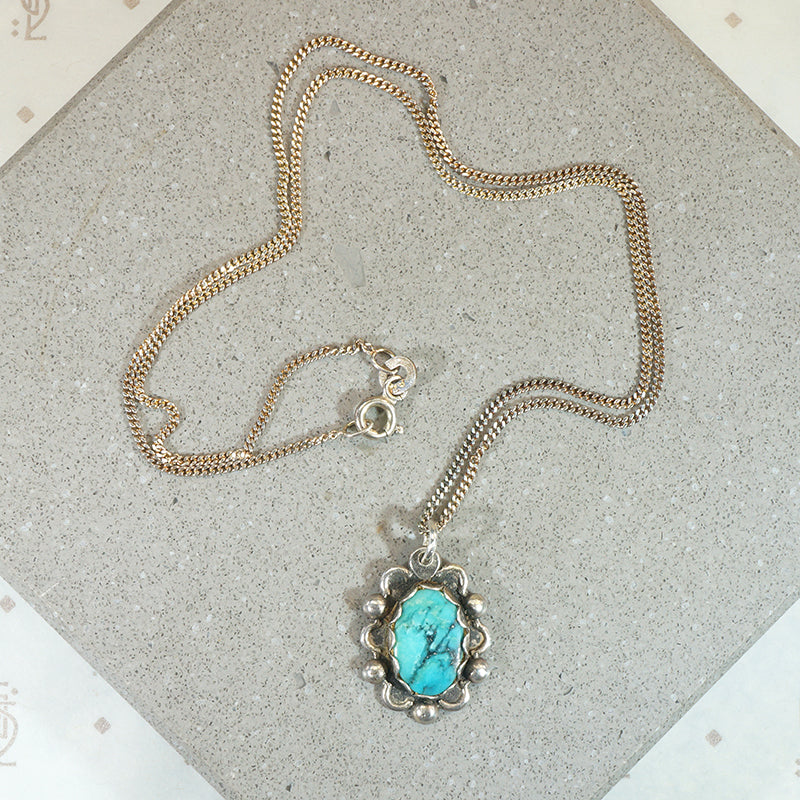 Turquoise Nugget in Sterling Overlay Pendant