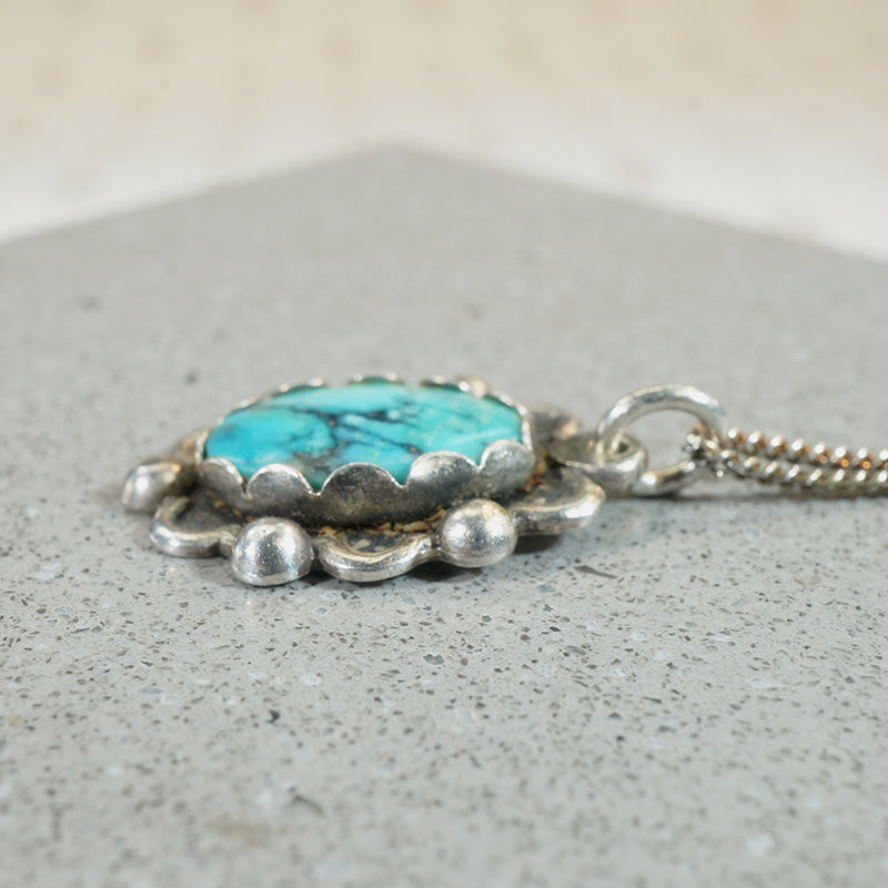 Turquoise Nugget in Sterling Overlay Pendant