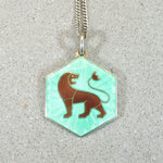 Leo Lion Guilloché Enamel Pendant by David Andersen