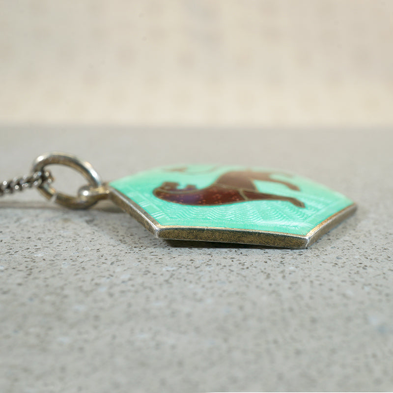 Leo Lion Guilloché Enamel Pendant by David Andersen