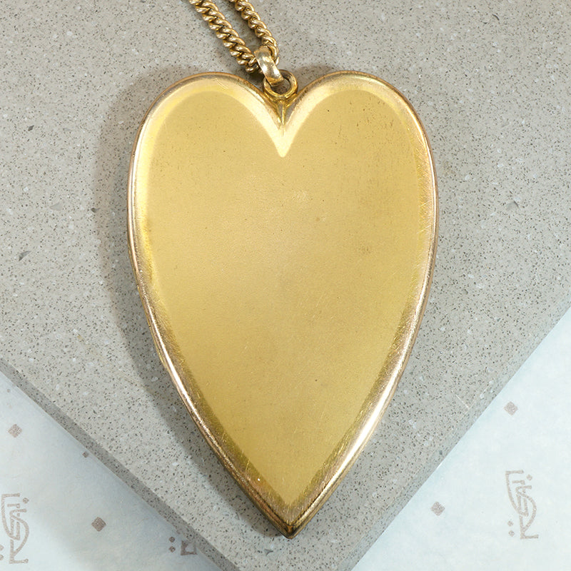 Oversized Gold Filled Engraved Heart Locket