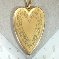 Oversized Gold Filled Engraved Heart Locket