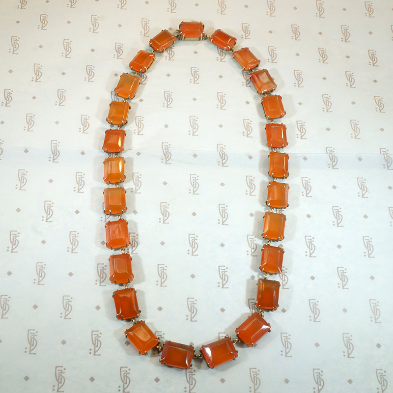 Chinese Carnelian Rivière Silver Gilt Necklace