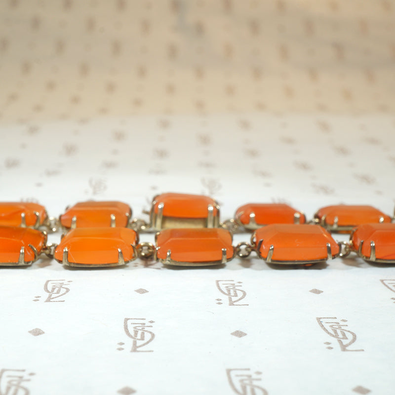 Chinese Carnelian Rivière Silver Gilt Necklace