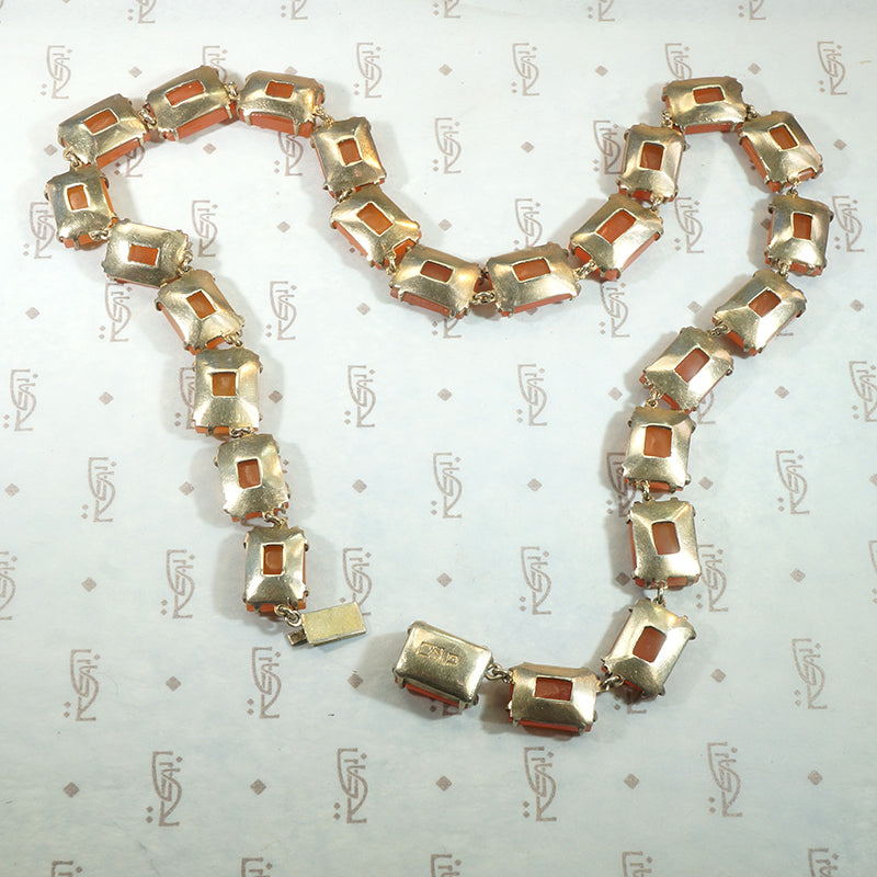 Chinese Carnelian Rivière Silver Gilt Necklace