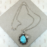 Natural Turquoise & Sterling Pendant with Navajo Details