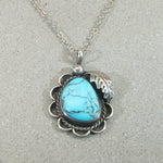 Natural Turquoise & Sterling Pendant with Navajo Details