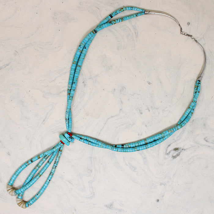 Double-Strand Turquoise Heishi Beads with Jacla