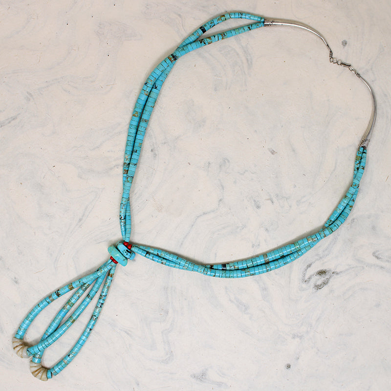 Double-Strand Turquoise Heishi Beads with Jacla