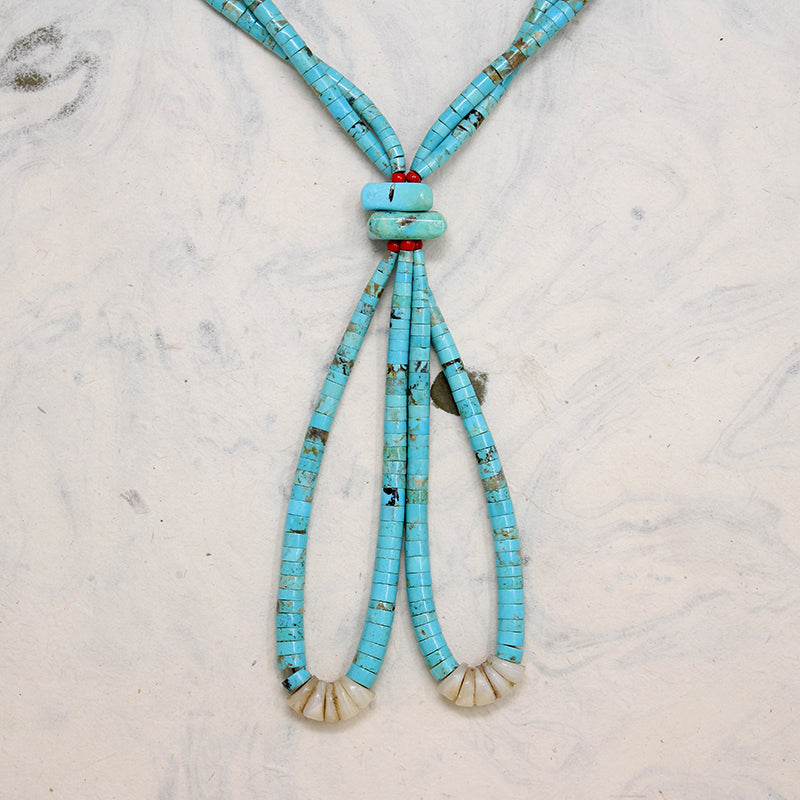 Double-Strand Turquoise Heishi Beads with Jacla