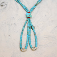 Double-Strand Turquoise Heishi Beads with Jacla