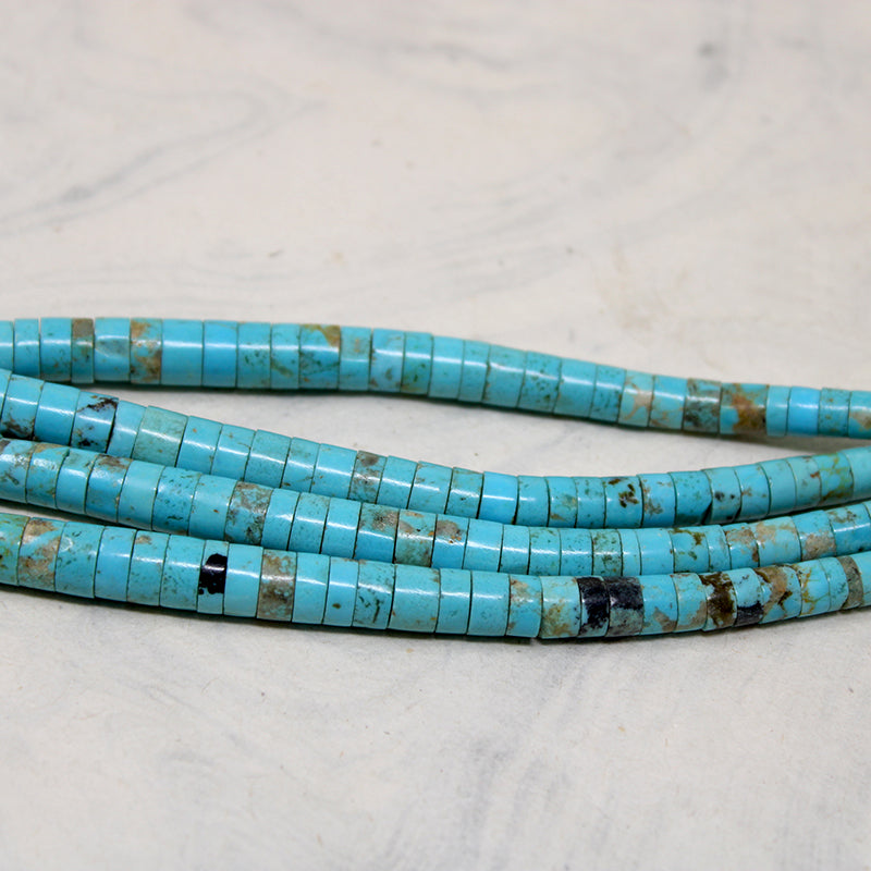 Double-Strand Turquoise Heishi Beads with Jacla