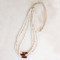 Three Strand Heishi & Rondel Shell Bead Necklace