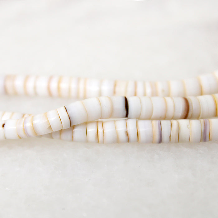 Three Strand Heishi & Rondel Shell Bead Necklace