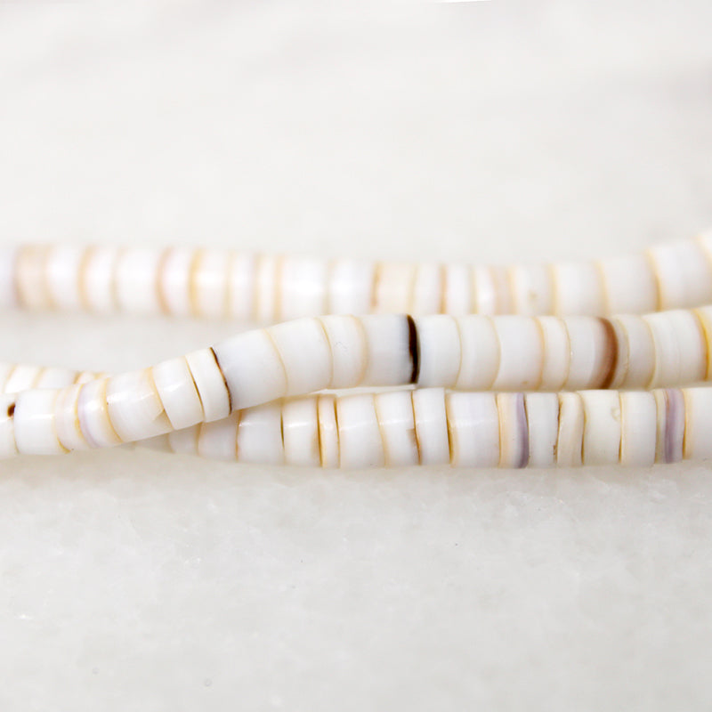 Three Strand Heishi & Rondel Shell Bead Necklace