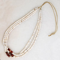 Three Strand Heishi & Rondel Shell Bead Necklace