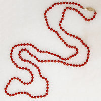 Crimson Coral Bead Necklace with Gold Clasp