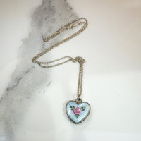 Darling Enameled Rose Sterling Heart Charm